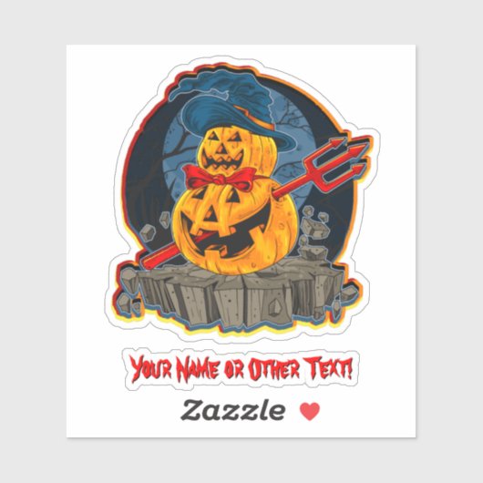 Naam toevoegen: Monster Pumpkin Head Devil Trident Sticker (Vel)