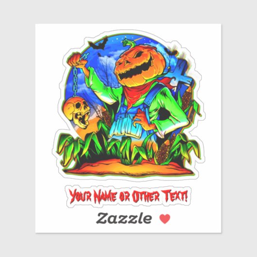 Naam toevoegen: Monster Pumpkin Head Skull op Chai Sticker (Vel)