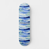 Naam toevoegen: Ocean Waves Blue Persoonlijk Skateboard (Voorkant)