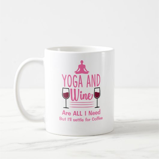 Naam toevoegen of Jouw tekst Yoga Wine Pink Funny Koffiemok (Links)