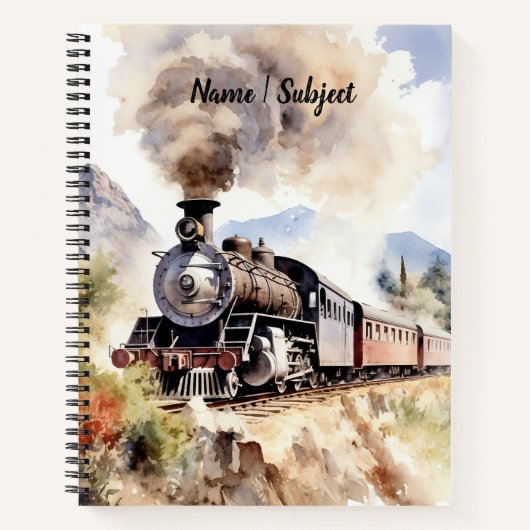 Naam toevoegen / Onderwerp Brown Steam Train Notitieboek (Voorkant)