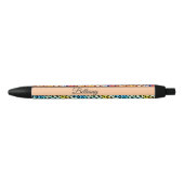 Naam toevoegen, op Neon Leopard Spots Print Zwarte Inkt Pen (Voorkant)