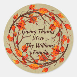 Naam toevoegen Overeenkomende Thanksgiving Autumn  Ronde Sticker