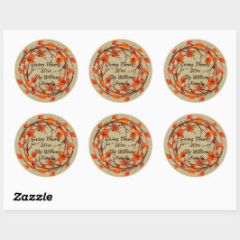 Naam toevoegen Overeenkomende Thanksgiving Autumn Ronde Sticker