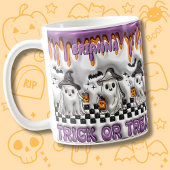Naam toevoegen Paarse 3D-effect Halloween Ghosts Koffiemok