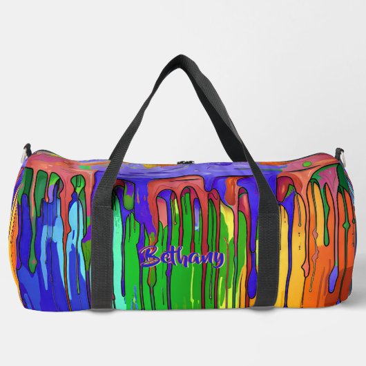 Naam toevoegen Paint druppels blauw groen Sinaasap Plunjezak (Voorkant)