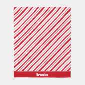 Naam toevoegen Peppermint Stripe Classic Fun Chris Fleece Deken (Voorkant)