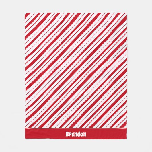 Naam toevoegen Peppermint Stripe Classic Fun Chris Fleece Deken (Voorkant)