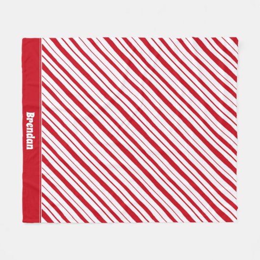 Naam toevoegen Peppermint Stripe Classic Fun Chris Fleece Deken (Voorkant (Horizontaal))