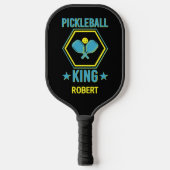Naam toevoegen, Pickleball KING, Blue Yellow op Bl Pickleball Paddle (Voorkant)