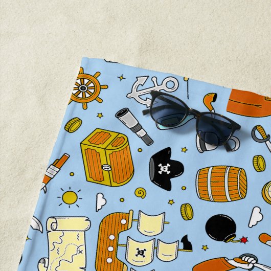 Naam toevoegen - Pictogrammen van piraatsymbolen v Strandlaken (In situ)