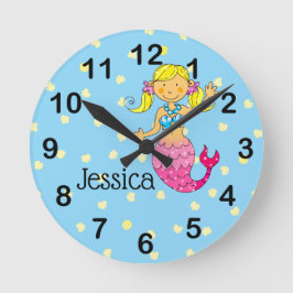 Naam toevoegen - Pink Princess Zeemeermin (blond h Ronde Klok
