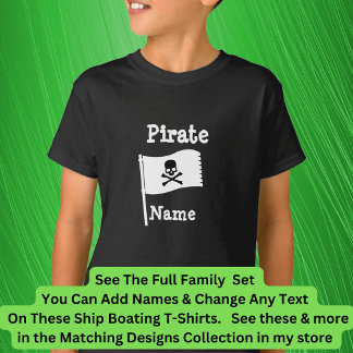 Naam toevoegen: Pirate Flag Boat Matching Family S T-shirt