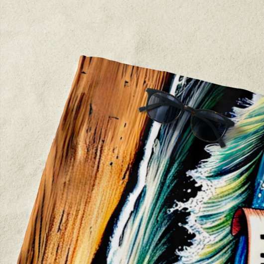 Naam toevoegen, Pomeranian Splashing in the Waves Strandlaken (In situ)