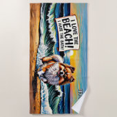 Naam toevoegen, Pomeranian Splashing in the Waves  Strandlaken (Voorkant)