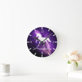 NAAM TOEVOEGEN/Prachtige Unicorn Paarse Ruimte Ronde Klok (Huis)