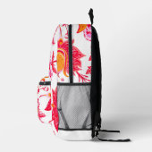 Naam toevoegen Preppy  Flowers | Roze en Sinaasapp Bedrukte Rugzak (Rechts)