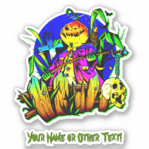 Naam toevoegen: Pumpkin Head Monster Scarecrow Sku Sticker