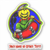 Naam toevoegen: Pumpkin Head Reaper Skateboard Scy Sticker (Voorkant)