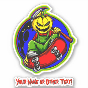 Naam toevoegen: Pumpkin Head Reaper Skateboard Scy Sticker
