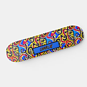 Naam toevoegen: Red Yellow Blue Graffiti Persoonlijk Skateboard