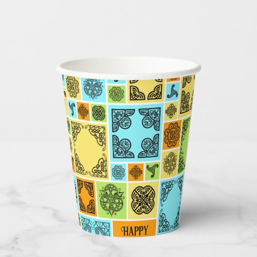 Naam toevoegen & Relatie Verjaardag Sinaasappel &  Papieren Bekers (Achterkant)