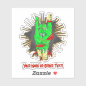 Naam toevoegen: Rock on Green Zombie Hand Botten B Sticker (Vel)