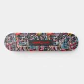 Naam toevoegen, rood blauw geel persoonlijk skateboard (Horizontaal)
