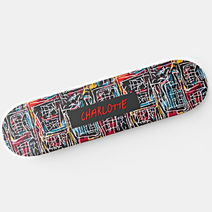 Naam toevoegen, rood blauw geel persoonlijk skateboard