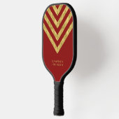 Naam toevoegen Rood en Faux Gold Chevron Pickleball Paddle (Links)