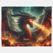 Naam toevoegen, rood Sinaasappel geel, vuur ademen Fleece Deken (Voorkant (Horizontaal))