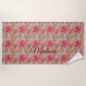 Naam toevoegen, Roos Gold Lace Rozen Strandlaken (Voorkant)