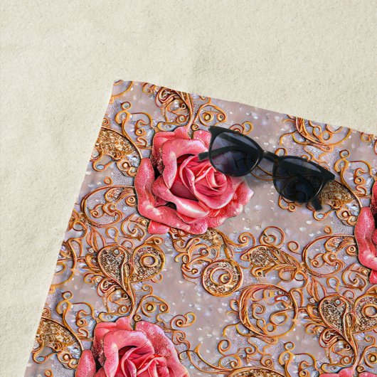 Naam toevoegen, Roos Gold Lace Rozen Strandlaken (In situ)