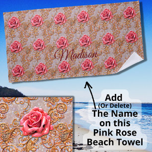 Naam toevoegen, Roos Gold Lace Rozen Strandlaken