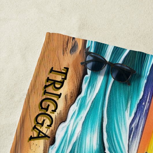 Naam toevoegen, Rottweiler Dog Running in Waves Strandlaken (In situ)