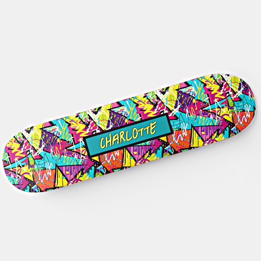 Naam toevoegen: Roze Blauw Oranje Graffiti Persoonlijk Skateboard