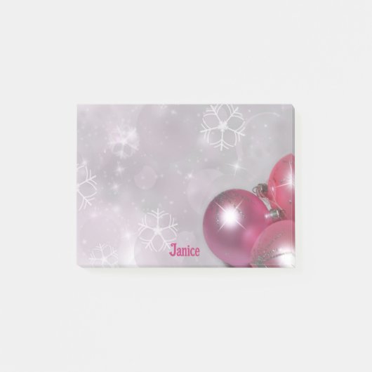 Naam toevoegen Roze Ornamenten & Silver Gift Post-it® Notes (Voorkant)