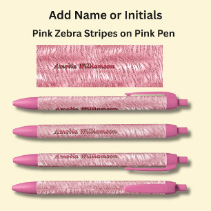 Naam toevoegen Roze Zebra Strepen op Roze Zwarte Inkt Pen