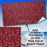 Naam toevoegen: Rozen met geboost roze leder-effec Strandlaken<br><div class="desc">Gebundelde Rozen met roze leder-effect - zie meer geweldige design in mijn winkel.</div>