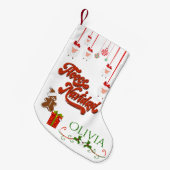 NAAM TOEVOEGEN - Schattig Sheep Fleece Navidad Kleine Kerstsok (Voorkant (Hangend))