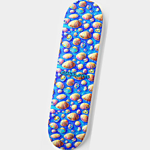 Naam toevoegen, Seashells op Blauw Persoonlijk Skateboard