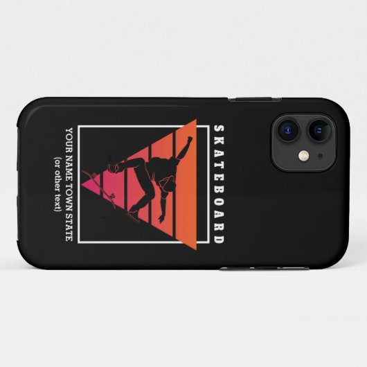 Naam toevoegen & Skateboard Geometrische driehoek  Case-Mate iPhone Case (Achterkant (horizontaal))