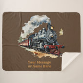 Naam toevoegen Steam Train Engine Fantasy Painting Sherpa Deken (Voorkant (horizontaal))