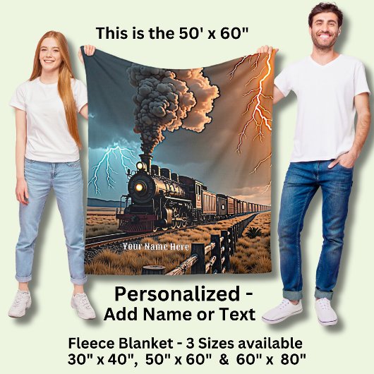 Naam toevoegen Steam Train Engine in een Storm Fleece Deken