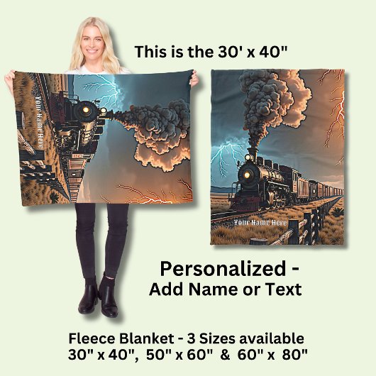 Naam toevoegen Steam Train Engine in een Storm Fleece Deken