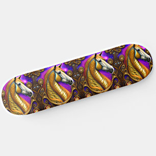 Naam toevoegen: Steampunk Golden Horse Persoonlijk Skateboard