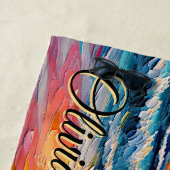 Naam toevoegen Strand Sunset Flamingo's Tropische  Strandlaken (In situ)