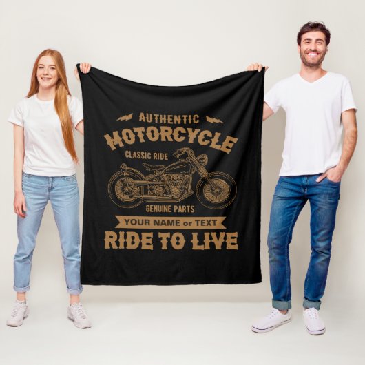 Naam toevoegen Tekst, Authentiële Motorcycle Klass Fleece Deken (In situ)