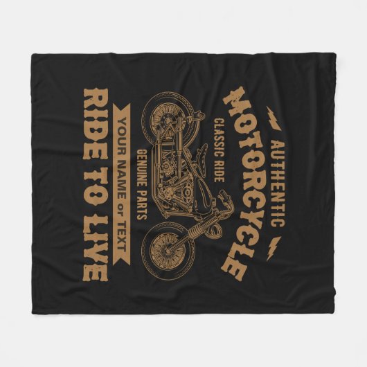 Naam toevoegen Tekst, Authentiële Motorcycle Klass Fleece Deken (Voorkant (Horizontaal))