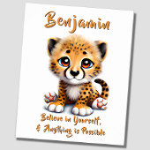 Naam toevoegen Tekst, Baby Cheetah Cub Nursery Poster